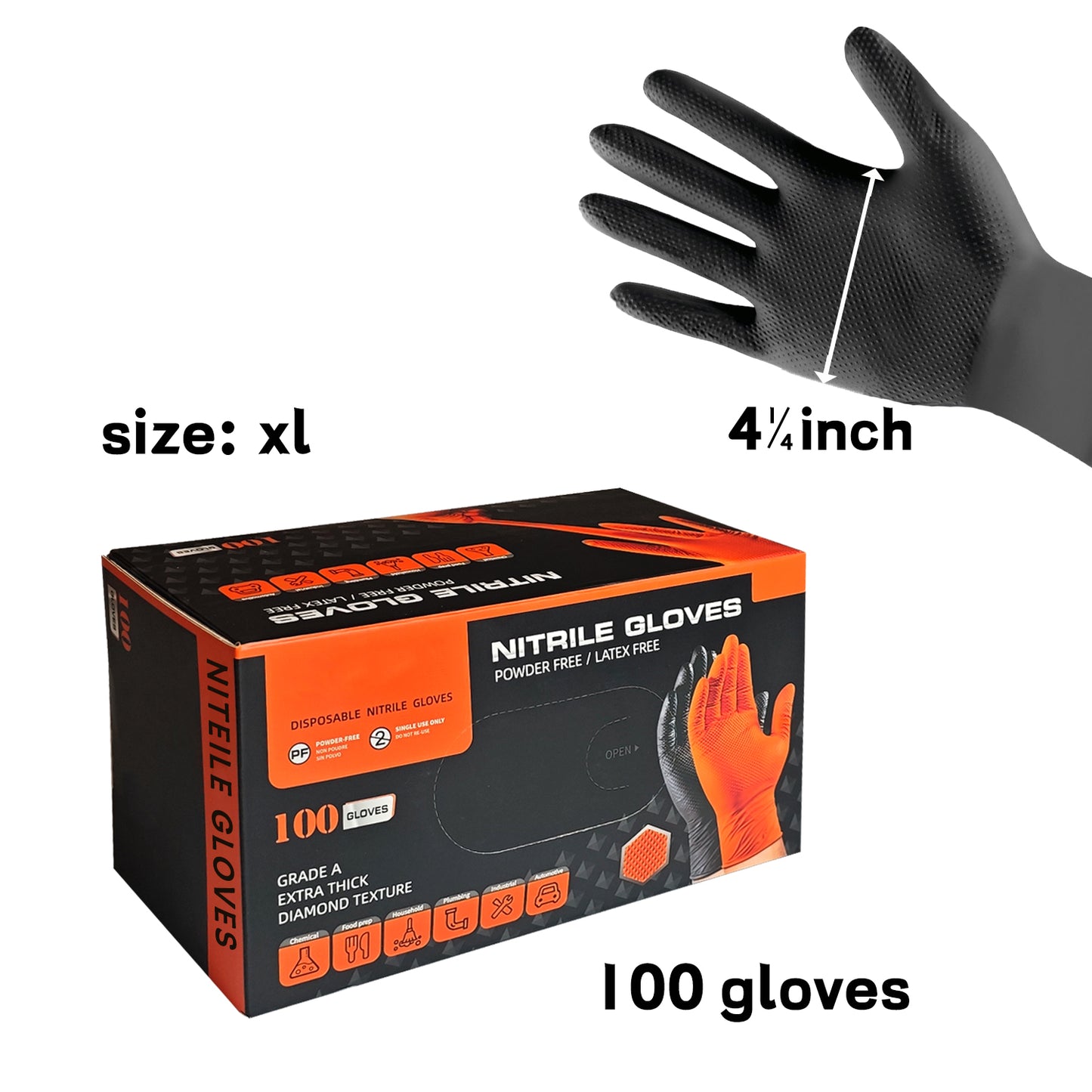 FDS Nitrile Gloves for Auto Repair Mechanics Food Process, FDSSTBXLX100