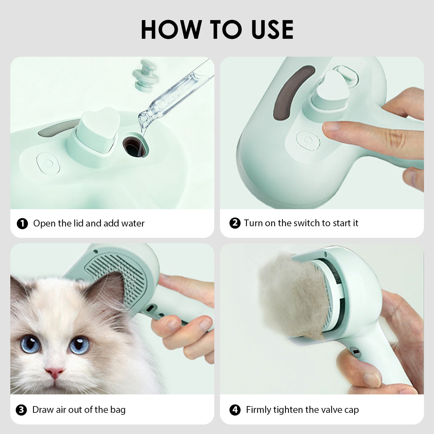 Pet Steam Brush for Dog & Cat - 3-in-1 Steam Grooming Brush for Shedding & Hair Removal