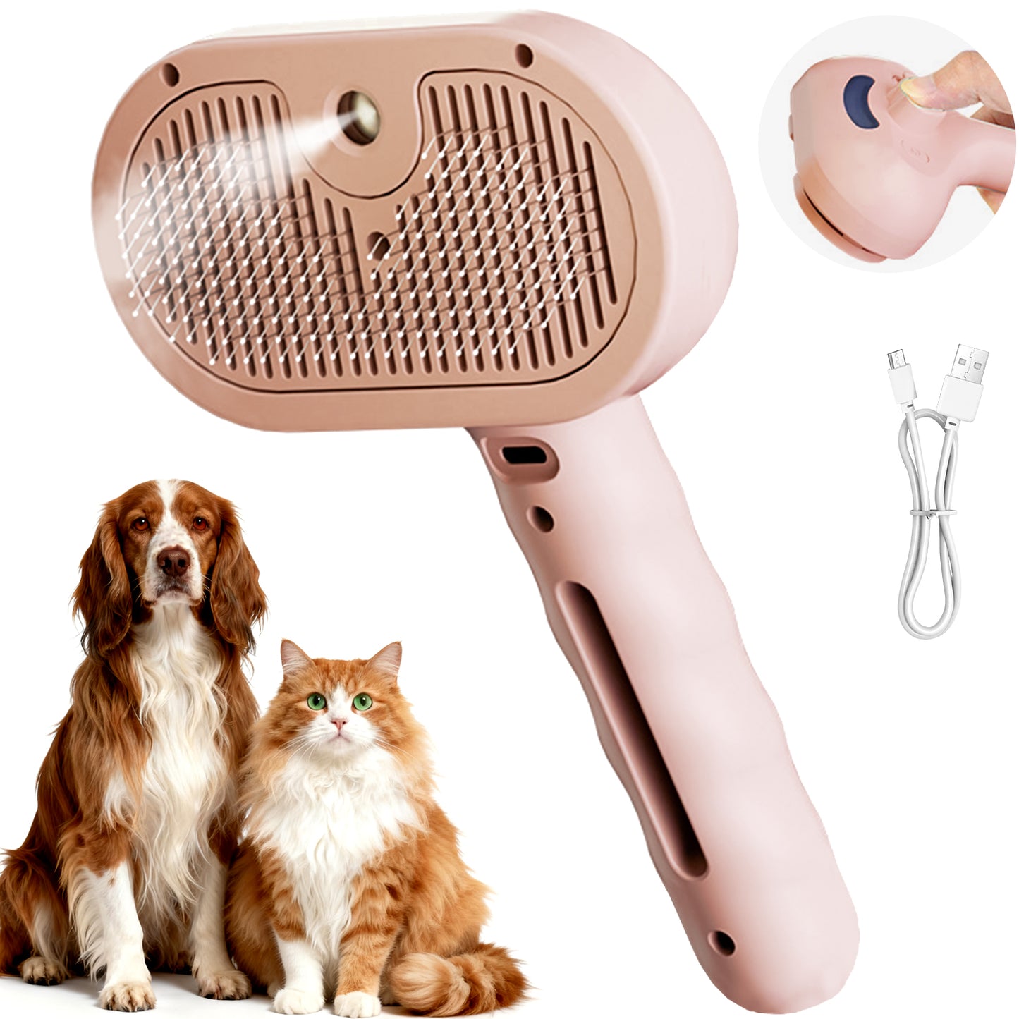 Pet Steam Brush for Dog & Cat - 3-in-1 Steam Grooming Brush for Shedding & Hair Removal