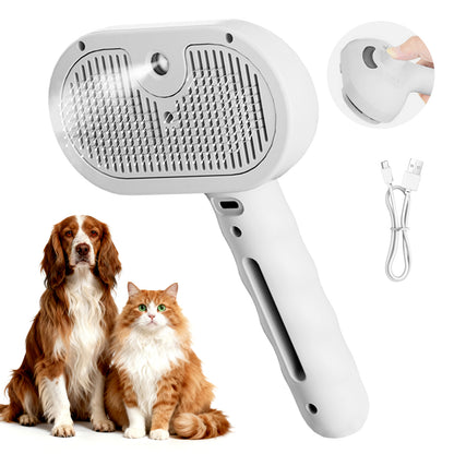 Pet Steam Brush for Dog & Cat - 3-in-1 Steam Grooming Brush for Shedding & Hair Removal
