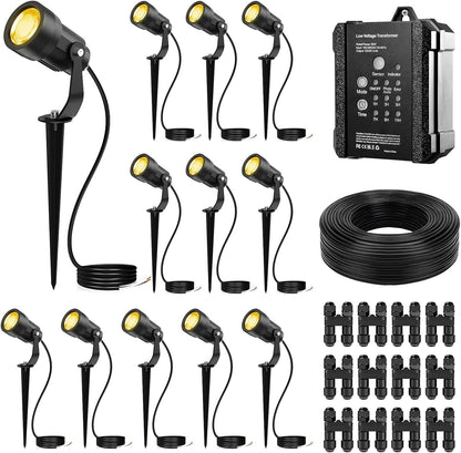 All-in-One Landscape Lighting Kit, 12 Lights+65W Transformer+100ft Wire+Waterproof Connectors