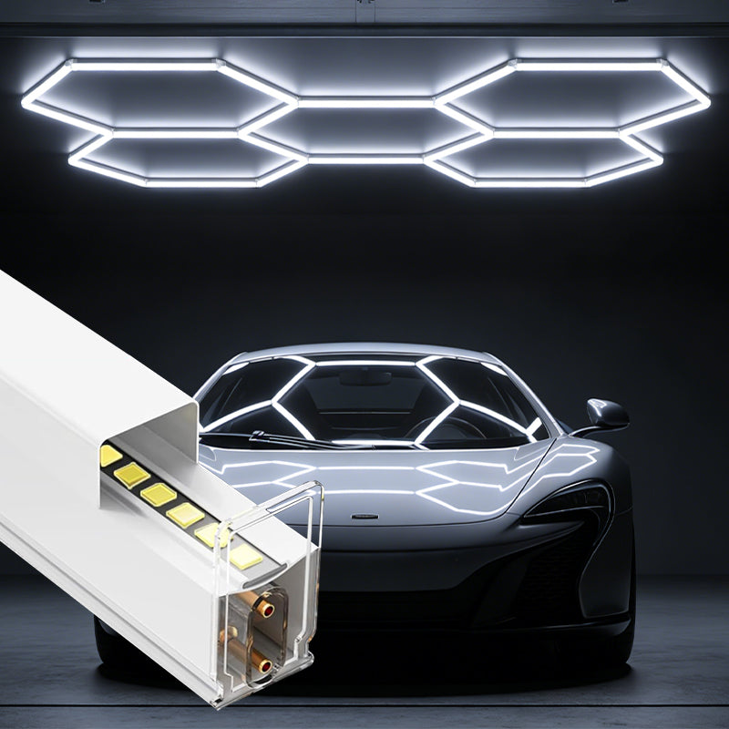 360LED Hexagon Lights 6000K Crystal White, 100-240V Plug and Play, 5 Grids - 360LEDH6KX5