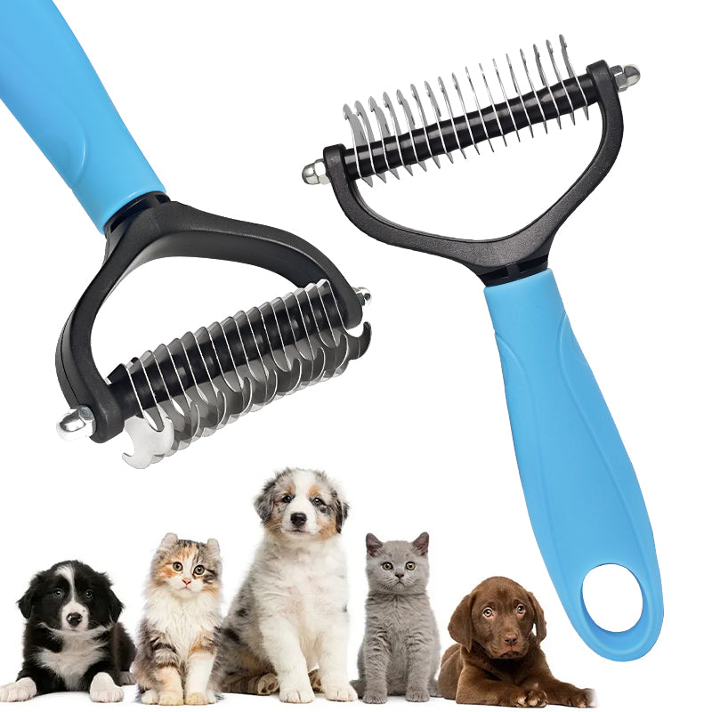Pet Grooming Rake - Double-Sided Deshedding De matting Tool, Undercoat Rake for Dogs & Cats