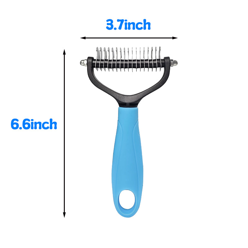 Pet Grooming Rake - Double-Sided Deshedding De matting Tool, Undercoat Rake for Dogs & Cats