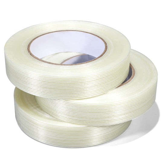 3-Pack Heavy Duty Filament Strapping Tapes for Heavy Packages - 1in x 60yd
