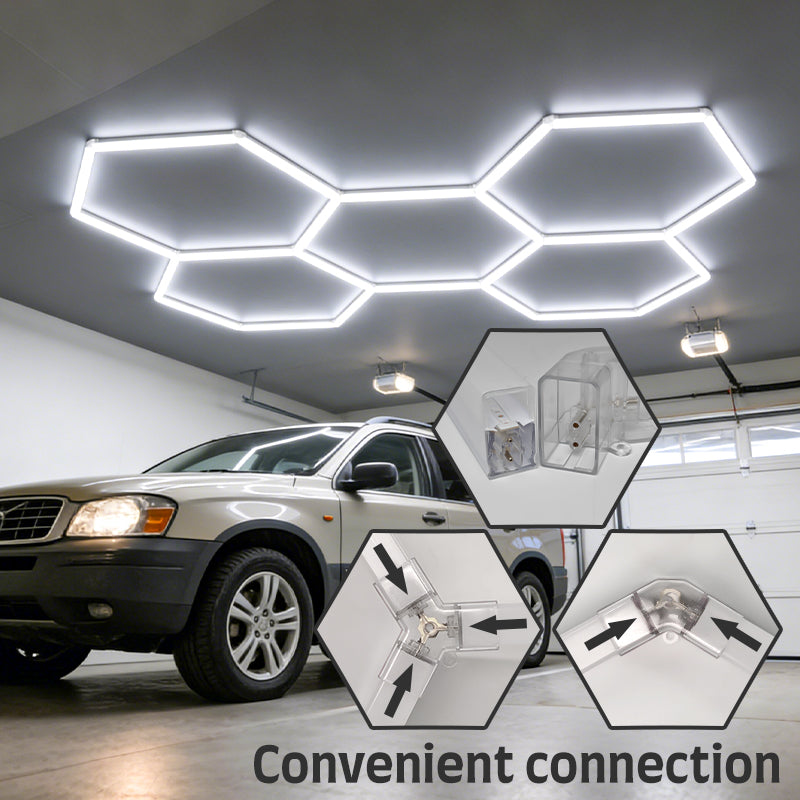 360LED Hexagon Lights 6000K Crystal White, 100-240V Plug and Play, 5 Grids - 360LEDH6KX5