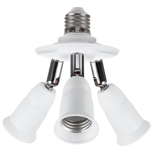 3 in 1 E26 Light Socket Splitter Adapter, 360 Degrees Adjustable, 3 Way Bulbs Socket Holder