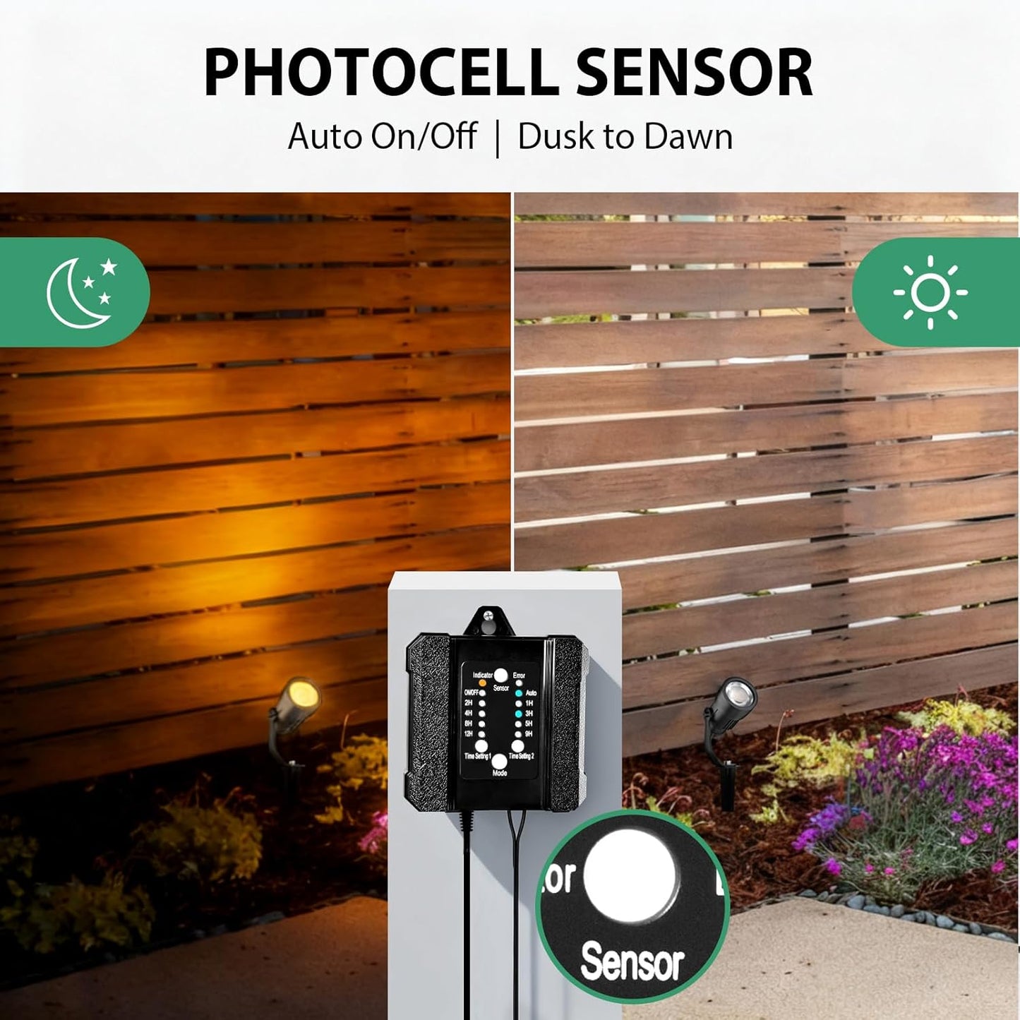 100W Low Voltage Landscape Transformer Timer Photocell Sensor, 120VAC to 12VDC