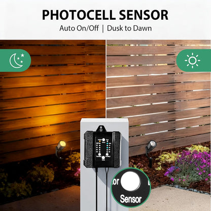 100W Low Voltage Landscape Transformer Timer Photocell Sensor, 120VAC to 12VDC