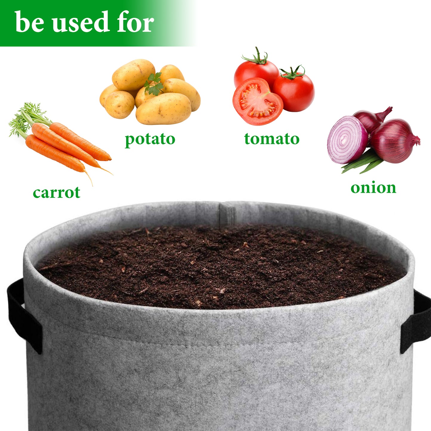 5pcs of FDS Grow Bags Green 10 Gallon, Heavy Duty Thickened Fabric Pots with Handles & Open Window