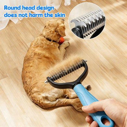 Pet Grooming Rake - Double-Sided Deshedding De matting Tool, Undercoat Rake for Dogs & Cats