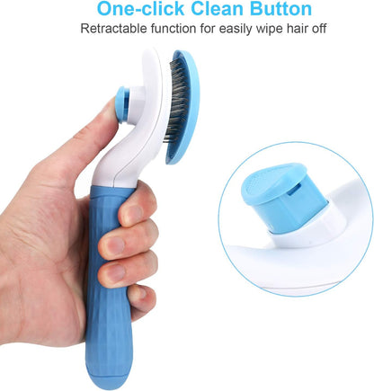 Self Cleaning Slicker Brush, Dog Cat Bunny Pet Grooming Shedding Brush