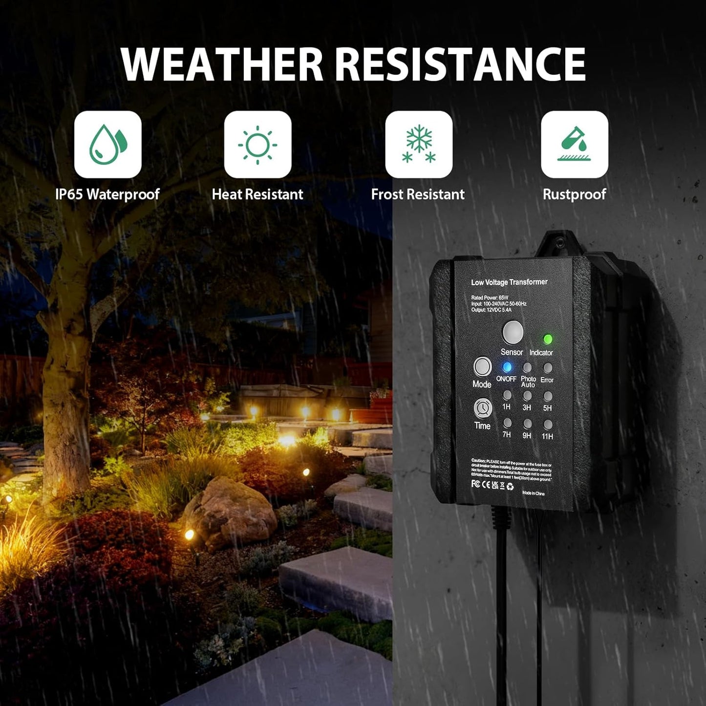 All-in-One Landscape Lighting Kit, 12 Lights+65W Transformer+100ft Wire+Waterproof Connectors