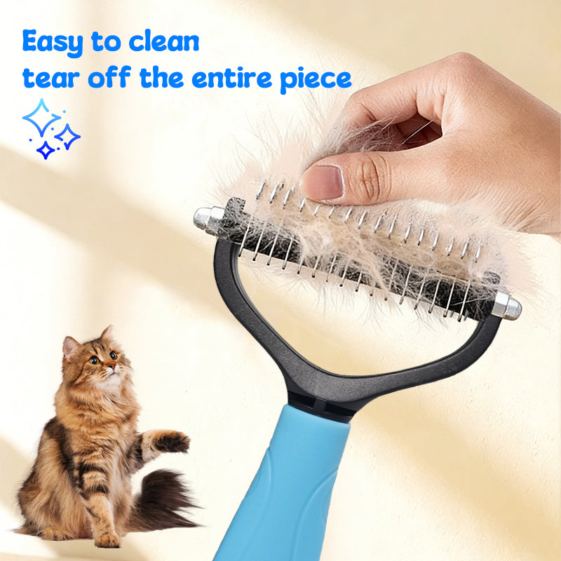 Pet Grooming Rake - Double-Sided Deshedding De matting Tool, Undercoat Rake for Dogs & Cats