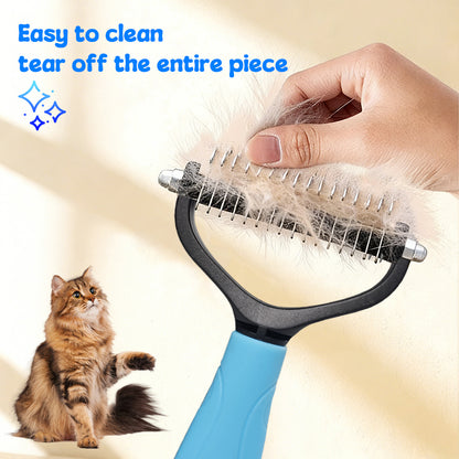 Pet Grooming Rake - Double-Sided Deshedding De matting Tool, Undercoat Rake for Dogs & Cats
