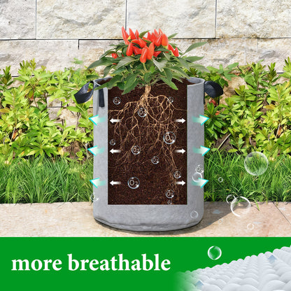 5pcs of FDS Grow Bags Green 10 Gallon, Heavy Duty Thickened Fabric Pots with Handles & Open Window
