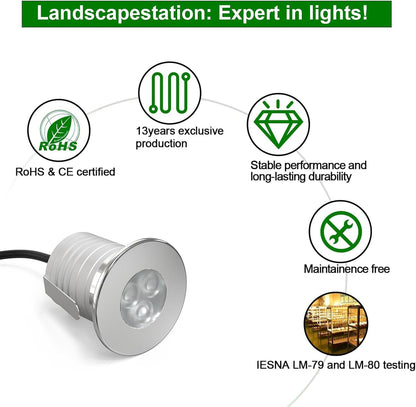 Swimming Pool Lights, 3W Dimmable IP68 LED Underwater Light, 12V-24V DC, LSSD-3W-BLUE-4P