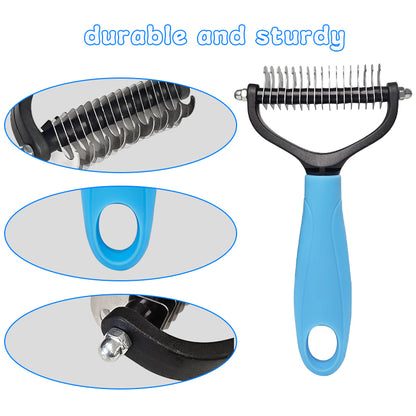 Pet Grooming Rake - Double-Sided Deshedding De matting Tool, Undercoat Rake for Dogs & Cats