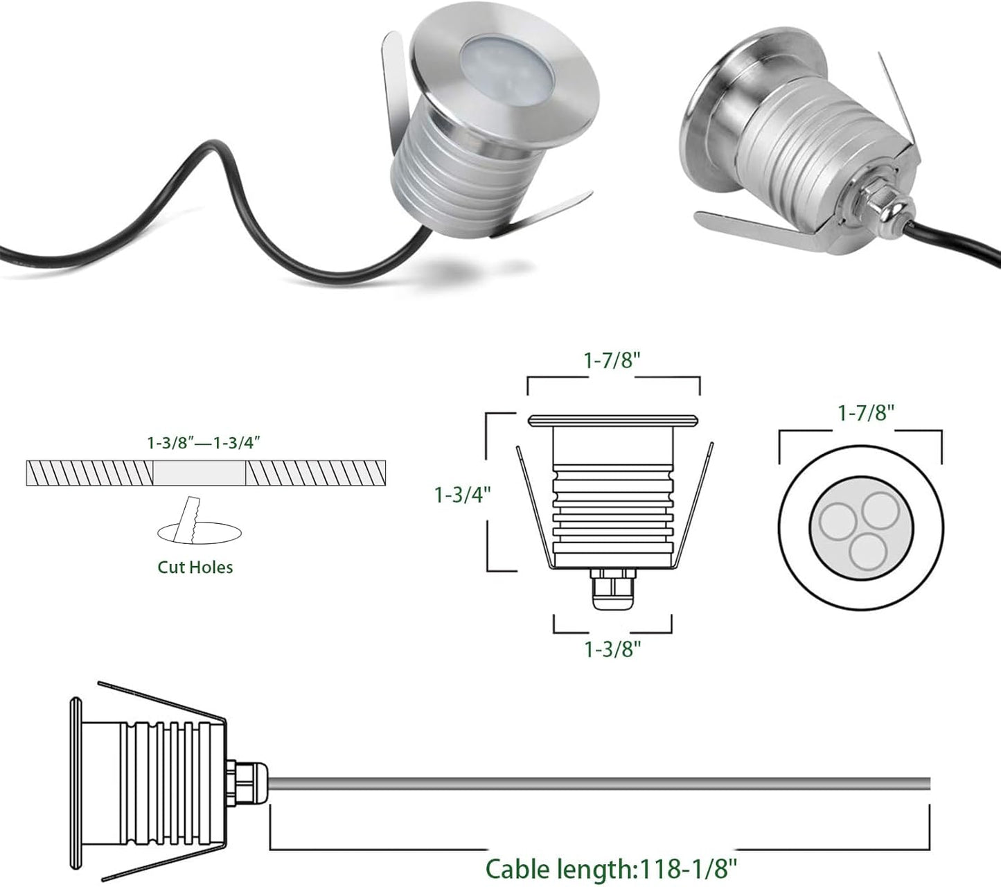 Swimming Pool Lights, 3W Dimmable IP68 LED Underwater Light, 12V-24V DC, LSSD-3W-BLUE-4P