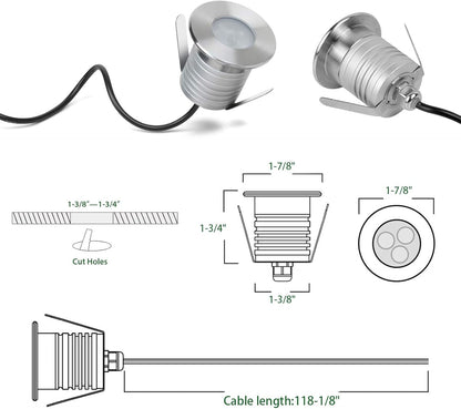 Swimming Pool Lights, 3W Dimmable IP68 LED Underwater Light, 12V-24V DC, LSSD-3W-BLUE-4P