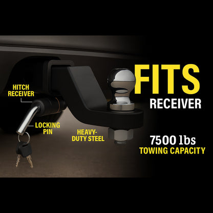 Heavy Duty Trailer Hitch Ball Mount Kit - 2 Inch Drop - 7,500 lb for RV Boat Trailers