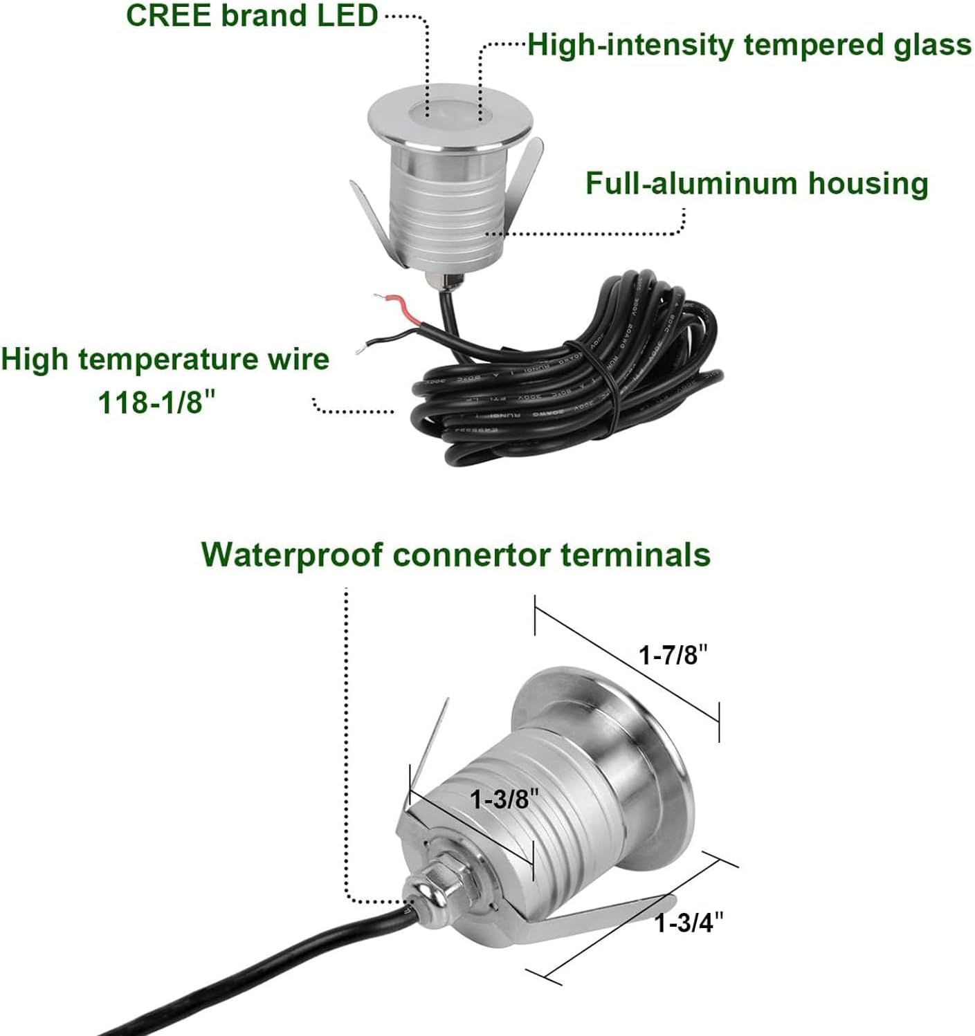 Swimming Pool Lights, 3W Dimmable IP68 LED Underwater Light, 12V-24V DC, LSSD-3W-BLUE-4P
