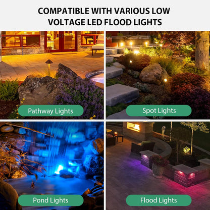 100W Low Voltage Landscape Transformer Timer Photocell Sensor, 120VAC to 12VDC