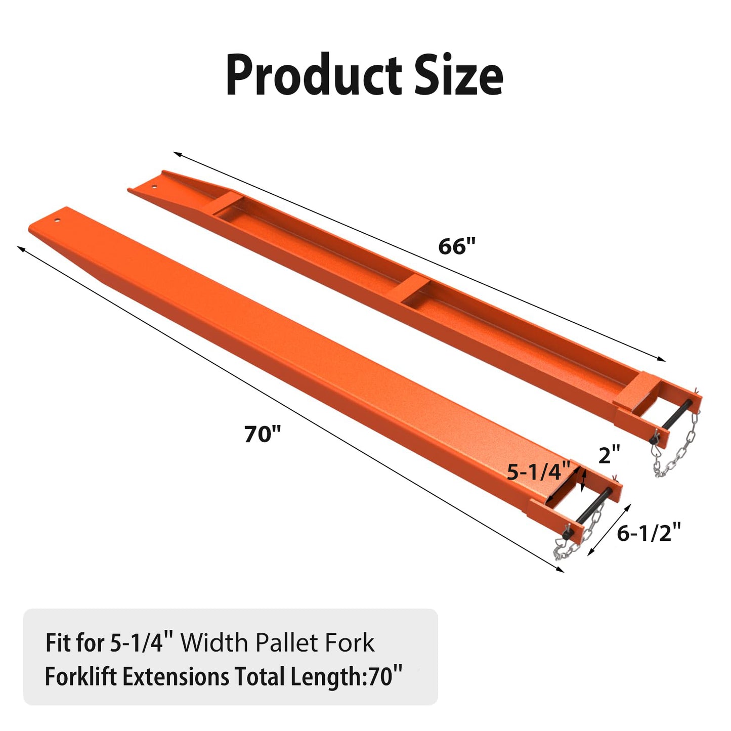 2 Packs of 70 inch forklift fork extensions - extra thick metal version