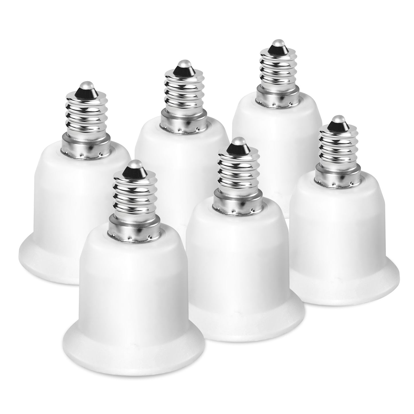 6-Pack E12 to E26 Adapter, Candelabra E12 to Edison Medium Socket E26/E27