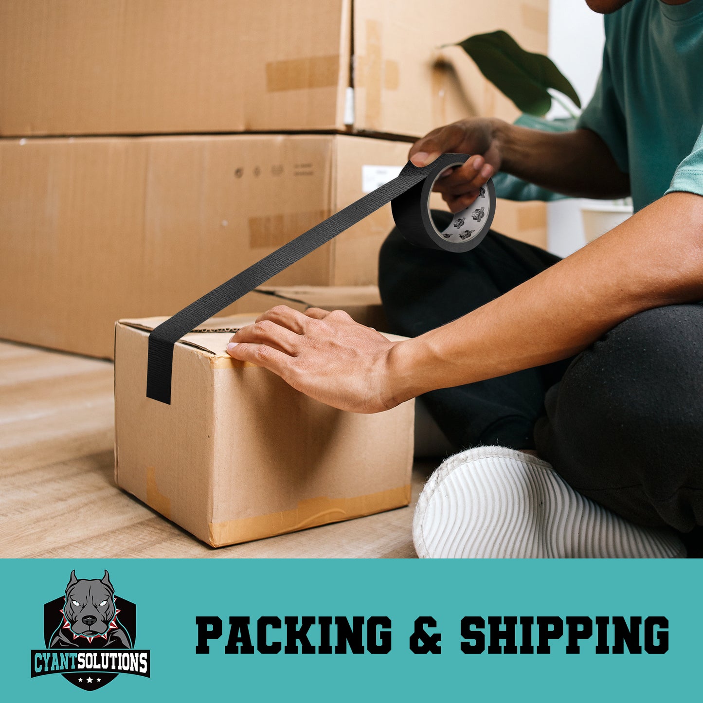 Black Duct Tape Heavy Duty, Multi-Use Duct Tapes for Packaging, Binding, Material Handling