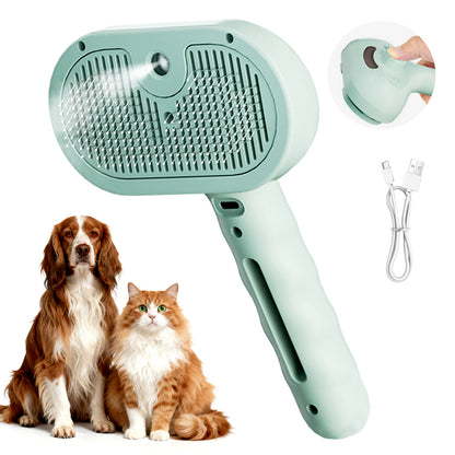 Pet Steam Brush for Dog & Cat - 3-in-1 Steam Grooming Brush for Shedding & Hair Removal