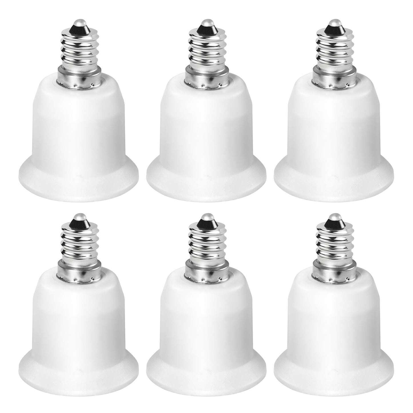 6-Pack E12 to E26 Adapter, Candelabra E12 to Edison Medium Socket E26/E27