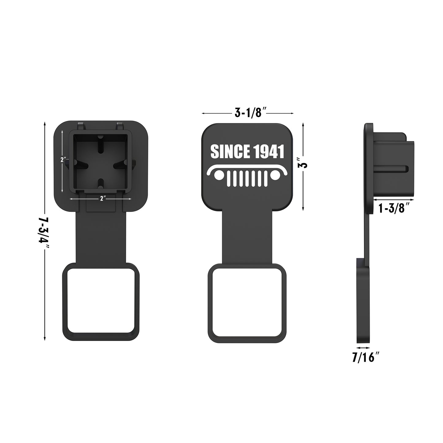 Rubber Hitch Cover for Jeeps - SINCE 1941 - Fits for 2'' Trailer Hitch Shranks