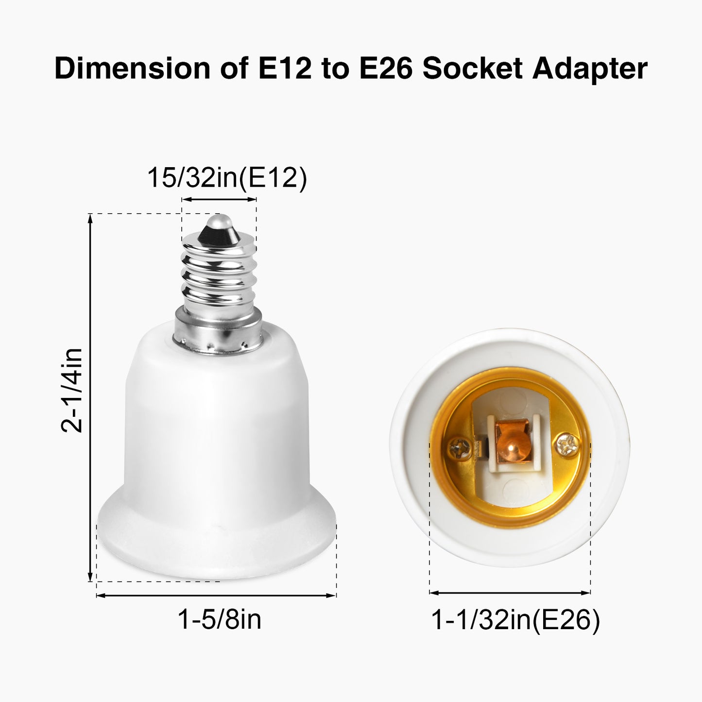 6-Pack E12 to E26 Adapter, Candelabra E12 to Edison Medium Socket E26/E27