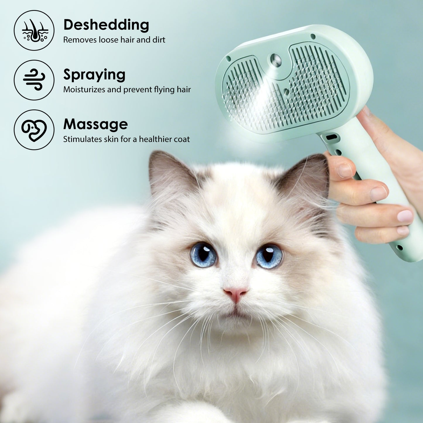 Pet Steam Brush for Dog & Cat - 3-in-1 Steam Grooming Brush for Shedding & Hair Removal