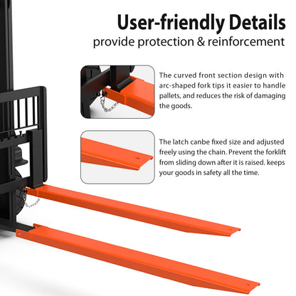 2 Packs of 70 inch forklift fork extensions - extra thick metal version