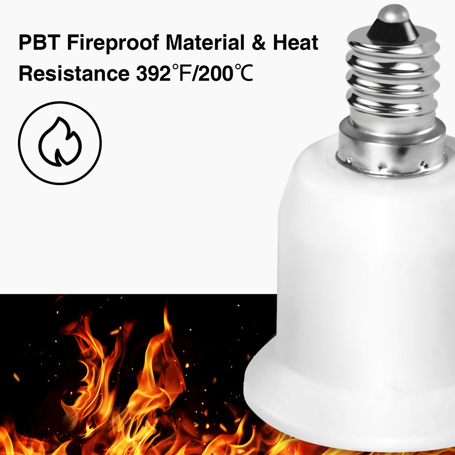 2-Pack E12 to E26 Adapter, E12 Light Socket to Medium Base