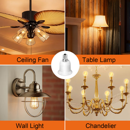 6-Pack E12 to E26 Adapter, Candelabra E12 to Edison Medium Socket E26/E27