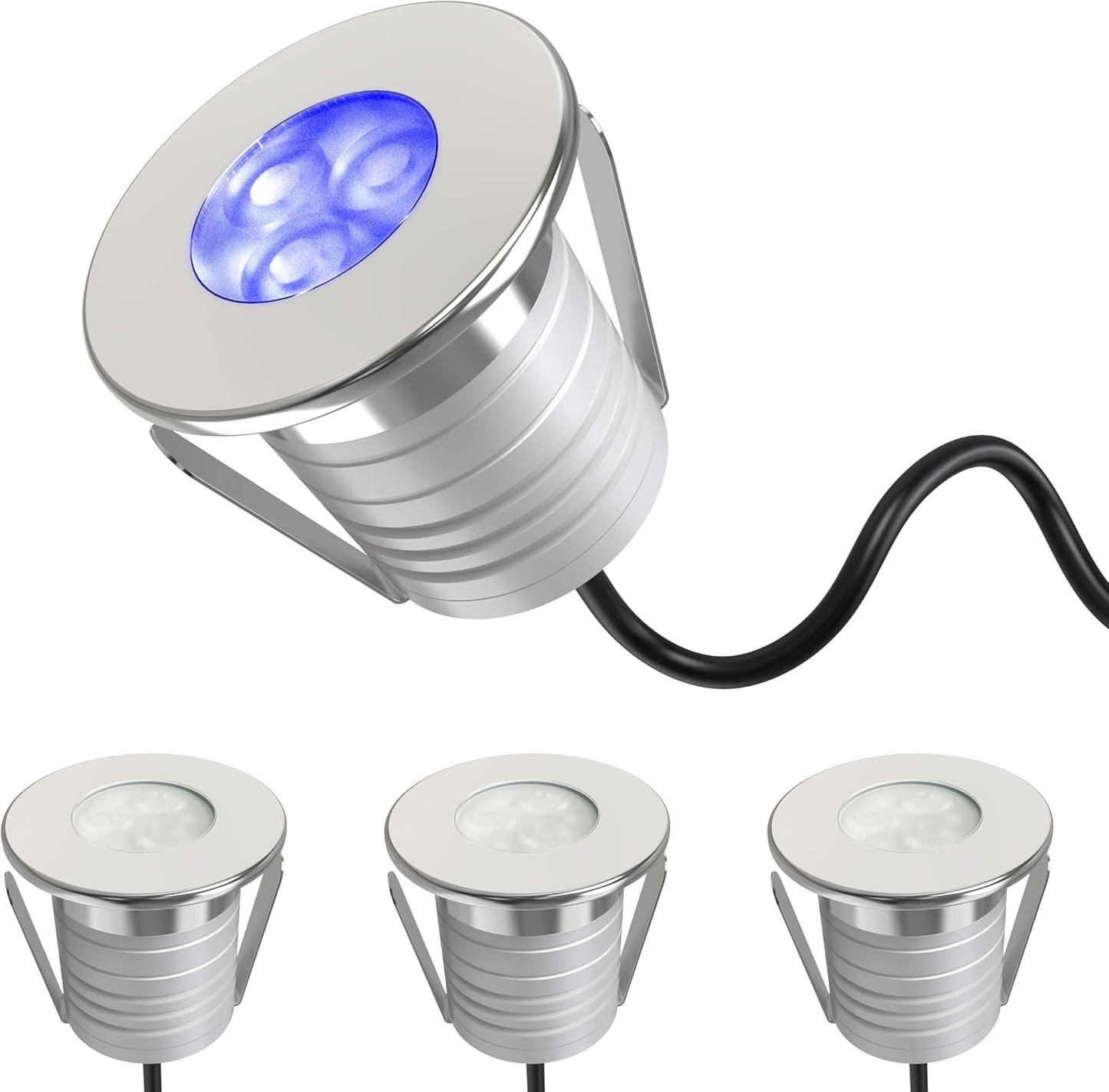 Swimming Pool Lights, 3W Dimmable IP68 LED Underwater Light, 12V-24V DC, LSSD-3W-BLUE-4P