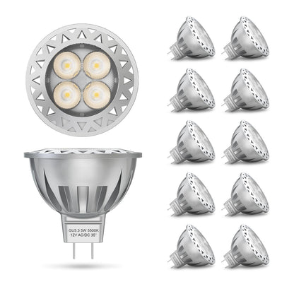 ATCD 5W MR16 LED Bulbs, 12V 3000K Warm White CCT - 10 Pack